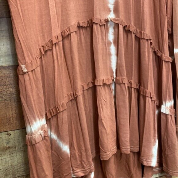 Pol Long Sleeve Tiered Tie-Dye Tunic Dress Large NWT - Picture 3 of 8